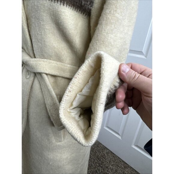 Vintage Pierre Desmarais Woman S Wool Coat Jacket Belted Hippie Parka Hooded - Picture 5 of 11